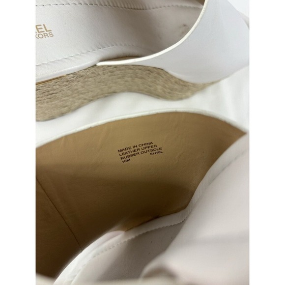Michael Kors Platform Wedge Slides White 10 M Espadrille Raffia - Picture 8 of 11